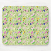 Fijne aquarel wilde bloemen op groen muismat (Voorkant)