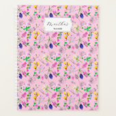 Fijne aquarel wilde bloemen op roze planner (Voorkant)