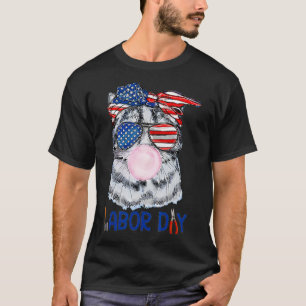 Fijne Arbeiddag Funny Cat Bubble Gum America Flag T-shirt