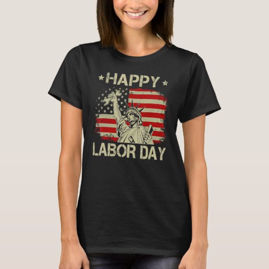 Fijne Arbeidsdag Amerikaanse vlag Vrijheidsarbeide T-shirt (Voorkant)