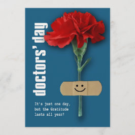 Fijne Artsen Dag. Rode anjnatie, aangepast Kaart