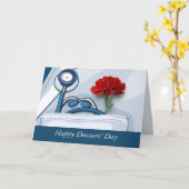 Fijne Artsen Dag. Rode anjnatie, aangepast Kaart (Gele Bloem)