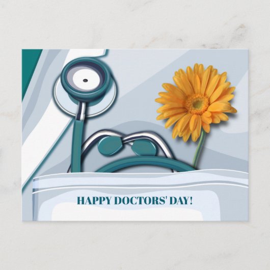 Fijne Artsen Dag. Stethoscoop en Daisy Briefkaart (Voorkant)