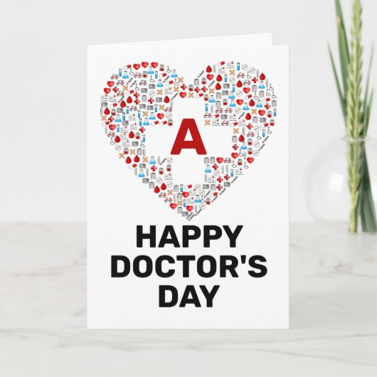 Fijne artsendag met medische hartmonogram kaart (Voorkant)