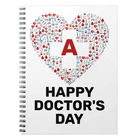 Fijne artsendag met medische hartmonogram notitieboek (Voorkant)