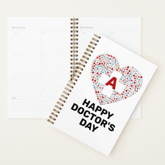 Fijne artsendag met medische hartmonogram planner (Display)