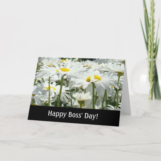Fijne Baasdag! kaarten Witte Madelief Bloemen Baze (Voorkant)