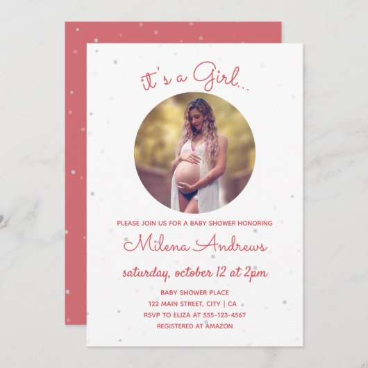 Fijne Baby shower uitnodiging met foto (Voorkant / Achterkant)