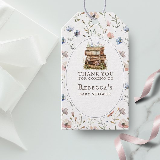 Fijne babyshower-wildbloemen-bedankkaart cadeaulabel
