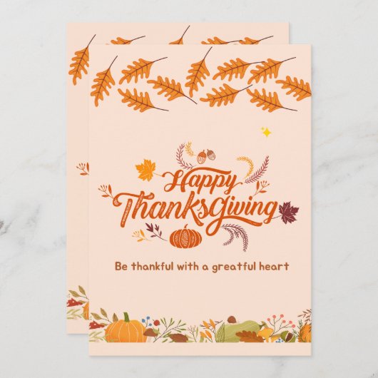 Fijne Bedankt geven dag, Thanksgiving vieren Aankondiging (Voorkant / Achterkant)