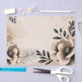Fijne beige achtergrond met bloemen tissuepapier (Craft)