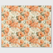 Fijne beige perzikbloemen cadeaupapier (Vlak)