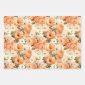 Fijne beige perzikbloemen inpakpapier vel (Voorkant 3)