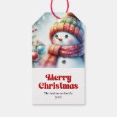 Fijne bewerkbare vakantie kinder cadeautag sneeuwm cadeaulabel (Achterkant)