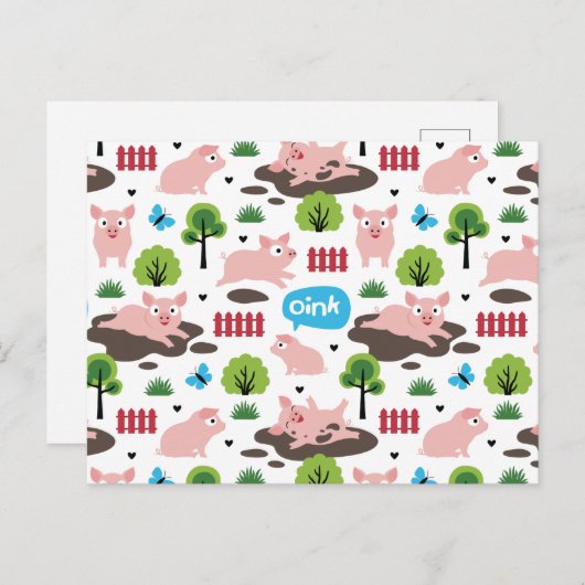 Fijne biggen in het Briefkaart van de modder (Voorkant / Achterkant)