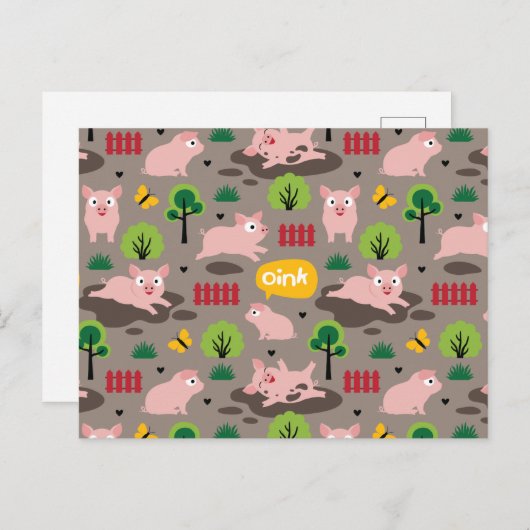 Fijne biggen in het Briefkaart van de modder (Voorkant / Achterkant)