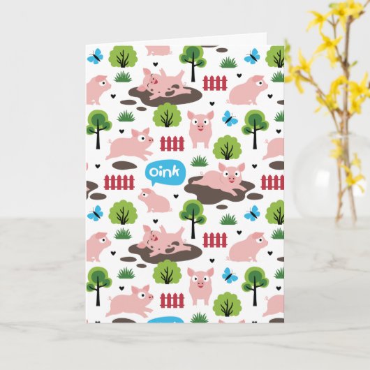 Fijne biggetjes in de modder Kaart (Gele Bloem)