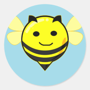 Fijne bij blauw ronde sticker