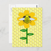 Fijne Bij-dag Verjaardag Hommels Briefkaart (Voorkant / Achterkant)