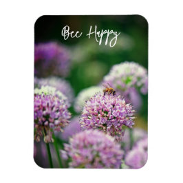 Fijne bij met Paarse Allium Flower Motivatie Magneet