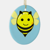 Fijne bij op blauw keramisch ornament (Rechts)