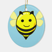 Fijne bij op blauw keramisch ornament (Links)