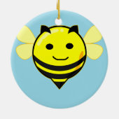 Fijne bij op blauw keramisch ornament (Achterkant)