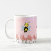 Fijne bijen en roze tulpen koffiemok (Links)