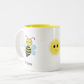 Fijne bijen en schattige zon tweekleurige koffiemok (Voorkant links)