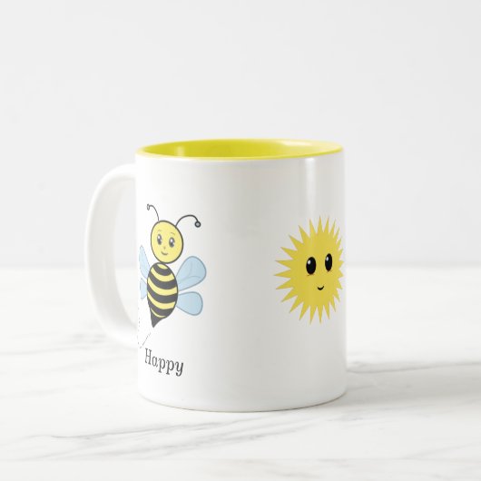 Fijne bijen en schattige zon tweekleurige koffiemok (Voorkant links)