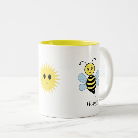 Fijne bijen en schattige zon tweekleurige koffiemok (Voorkant rechts)