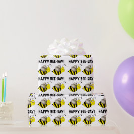 Fijne bijendag Bday Black Yellow Bumblebee Birthda Cadeaupapier