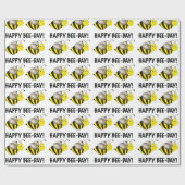 Fijne bijendag Bday Black Yellow Bumblebee Birthda Cadeaupapier (Vlak)