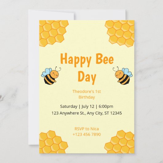 Fijne Bijendag Bumble Bee Birthday Party Invitatio Kaart (Voorkant)
