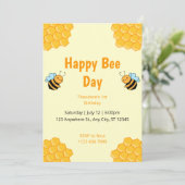 Fijne Bijendag Bumble Bee Birthday Party Invitatio Kaart (Staand voorkant)