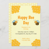 Fijne Bijendag Bumble Bee Birthday Party Invitatio Kaart (Voorkant / Achterkant)