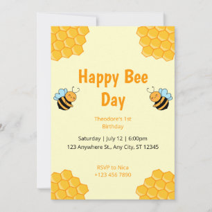 Fijne Bijendag Bumble Bee Birthday Party Invitatio Kaart