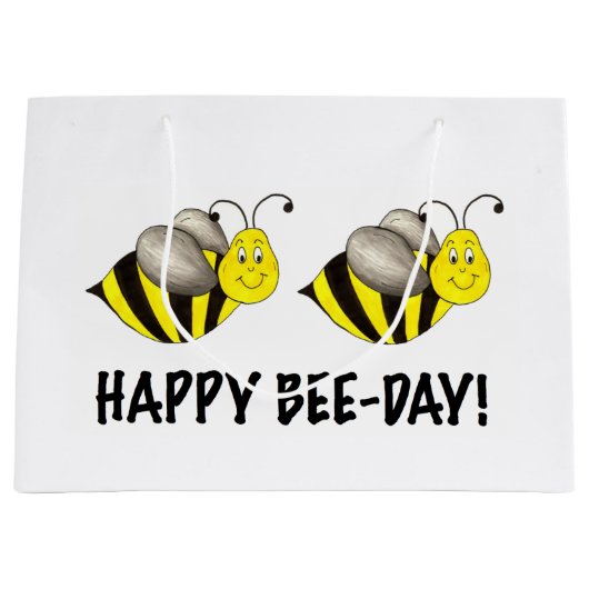 Fijne bijendag Bumblebee Honey Bee Bday Birthday Large Cadeautasje (Voorkant)