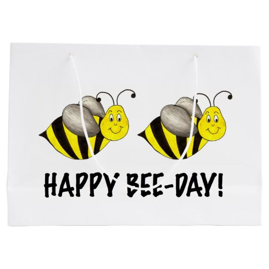 Fijne bijendag Bumblebee Honey Bee Bday Birthday Large Cadeautasje (Achterkant)
