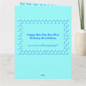 Fijne bijendag Jongen Blauwe Birthday Bumblebee Aa Kaart (Achterkant)