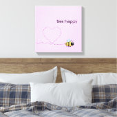 Fijne bijenroze cartoon canvas afdruk (Insitu (Slaapkamer))