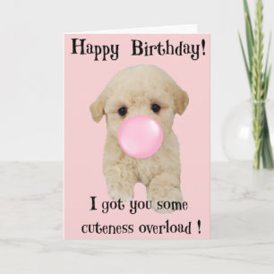 Fijne Birthday bubble gum puppy card! Kaart