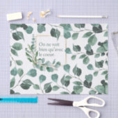 Fijne bladeren en romantische Franse tekst Tissuepapier (Craft)