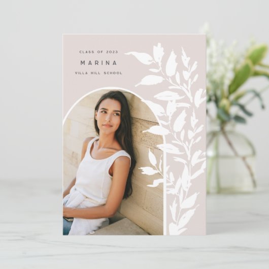 Fijne bladeren | Foto-Afstuderen Aankondiging (Staand voorkant)