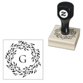 Fijne bladkrans monogram rubberstempel (Gestempeld)