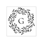 Fijne bladkrans monogram rubberstempel (Afrduk)