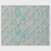  Fijne Blauw en Roze Floral Design Cadeaupapier (Vlak)