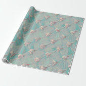  Fijne Blauw en Roze Floral Design Cadeaupapier (Uitgerold)
