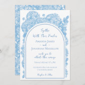 Fijne Blauwe Bloem Bruiloft Boog Kaart (Voorkant / Achterkant)