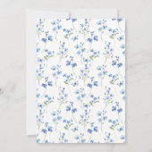 Fijne blauwe bloemen en vlinders Uitnodiging (Achterkant)